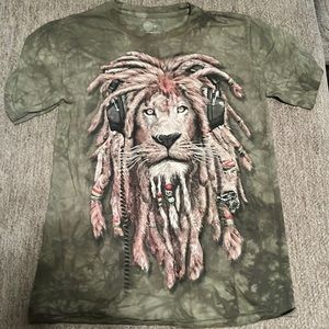 This is a picture of a lion as a DJ